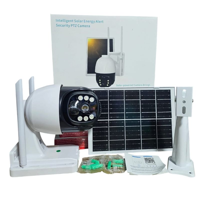 GENERICO - Cámara Panel Solar Ptz Full Hd Exterior Alarma Gira 360°