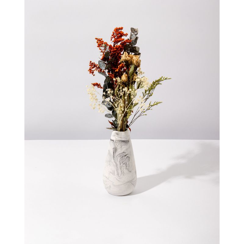 DECORACIONES ALE Y GABI - Jarrón Decorativo 9X15CMS Pera Marmolado Con Flores Preservadas