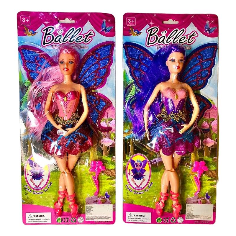 GENERICO - Muñeca Cuento Hada Alas Bailarina Ballet Flexible Juguete