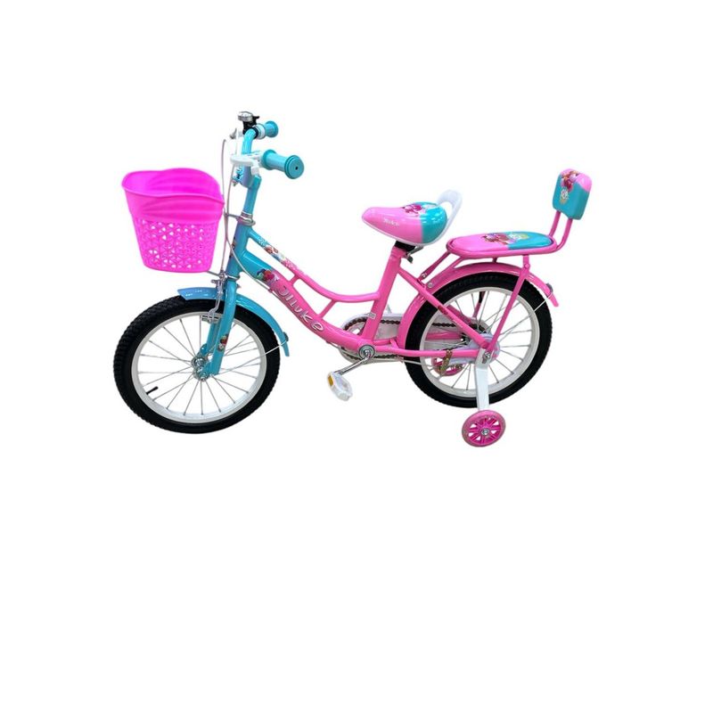 GTI - Bicicleta Niña Rin16 canasta ruedas auxil fucsia