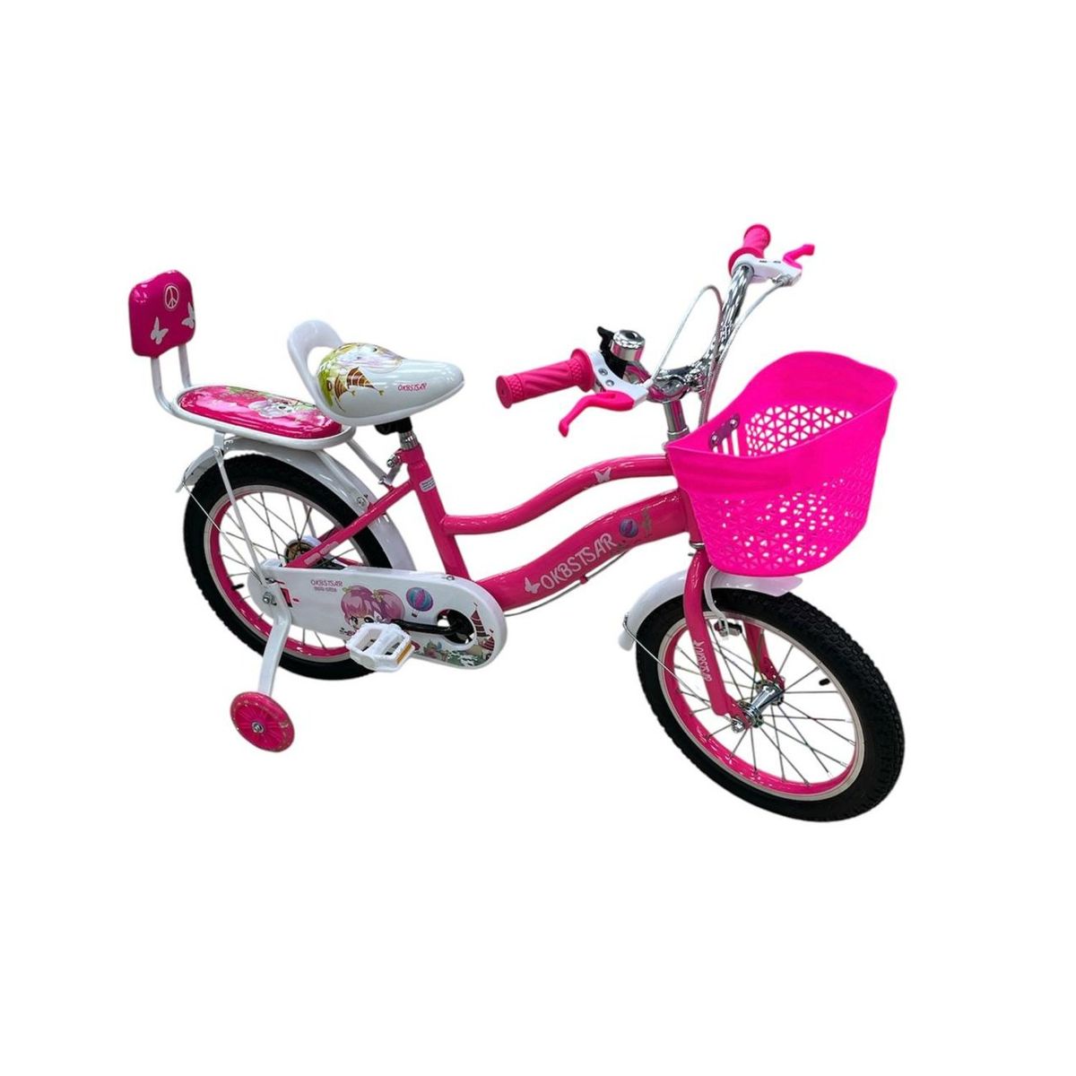 GTI - Bicicleta Niña Rin16 canasta ruedas auxil fucsia