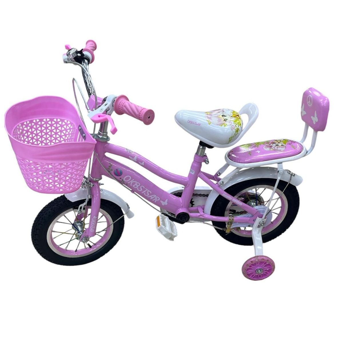 GTI - Bicicleta Infantil Con Canasta y Pito Rin 12 Rosado
