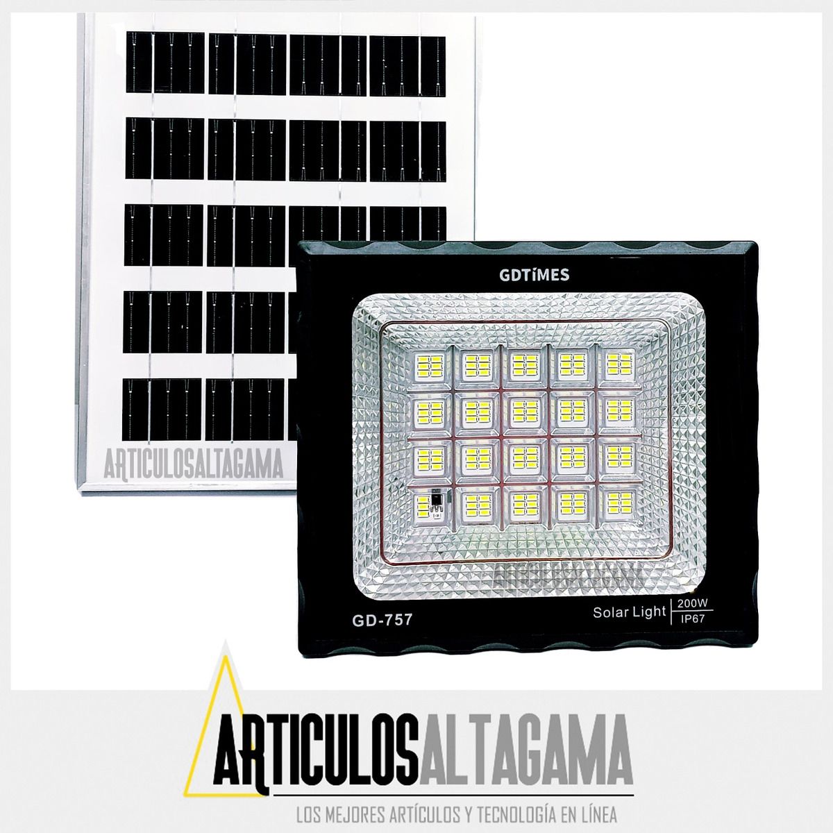 XALTA - Reflector Lámpara con Panel Solar Exterior de 200w Recargable