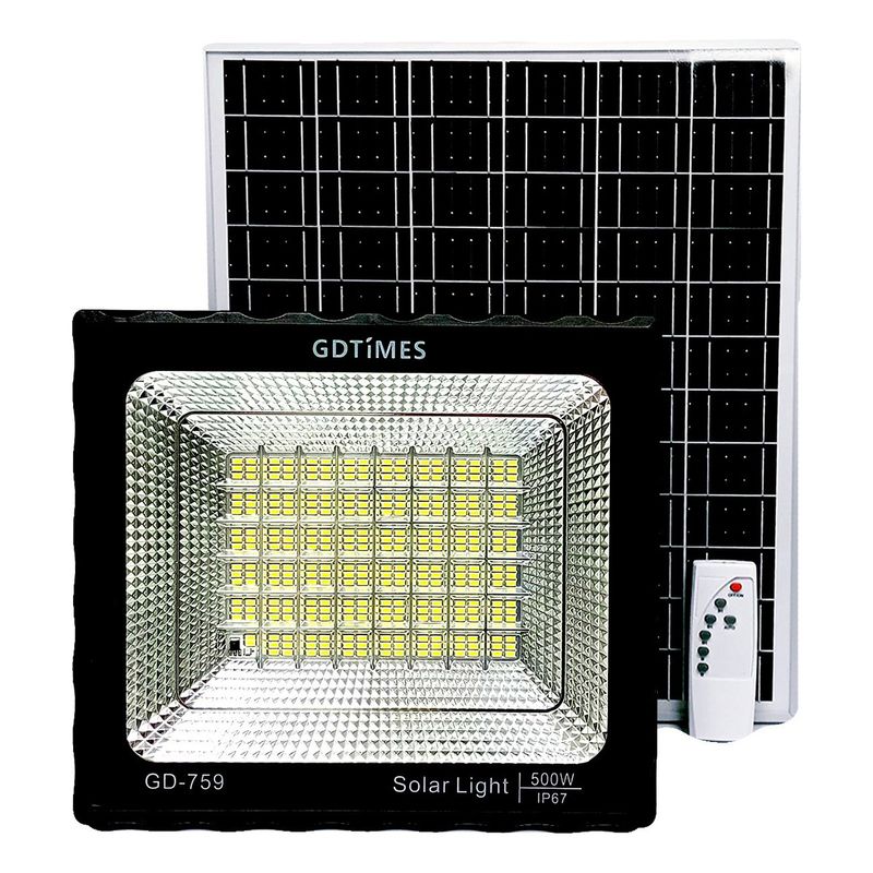 XALTA - Kit Lampara Exterior Reflector 500w + Panel Solar + Control