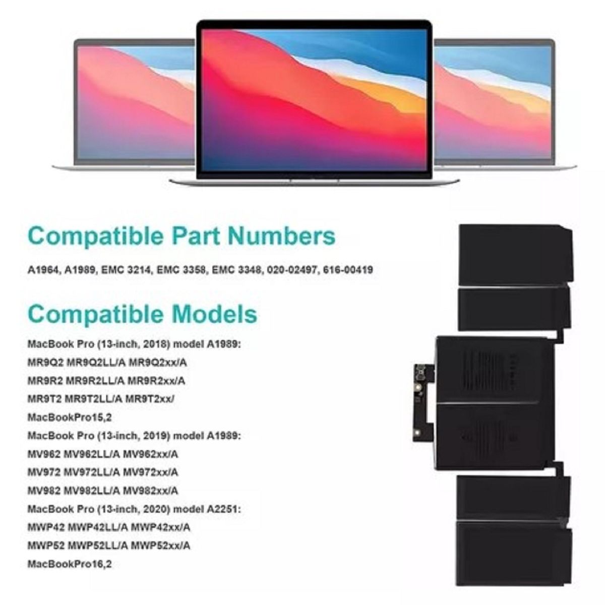 GENERICO - Batería Compatible Macbook Pro 13 A1989 A2251 A1964
