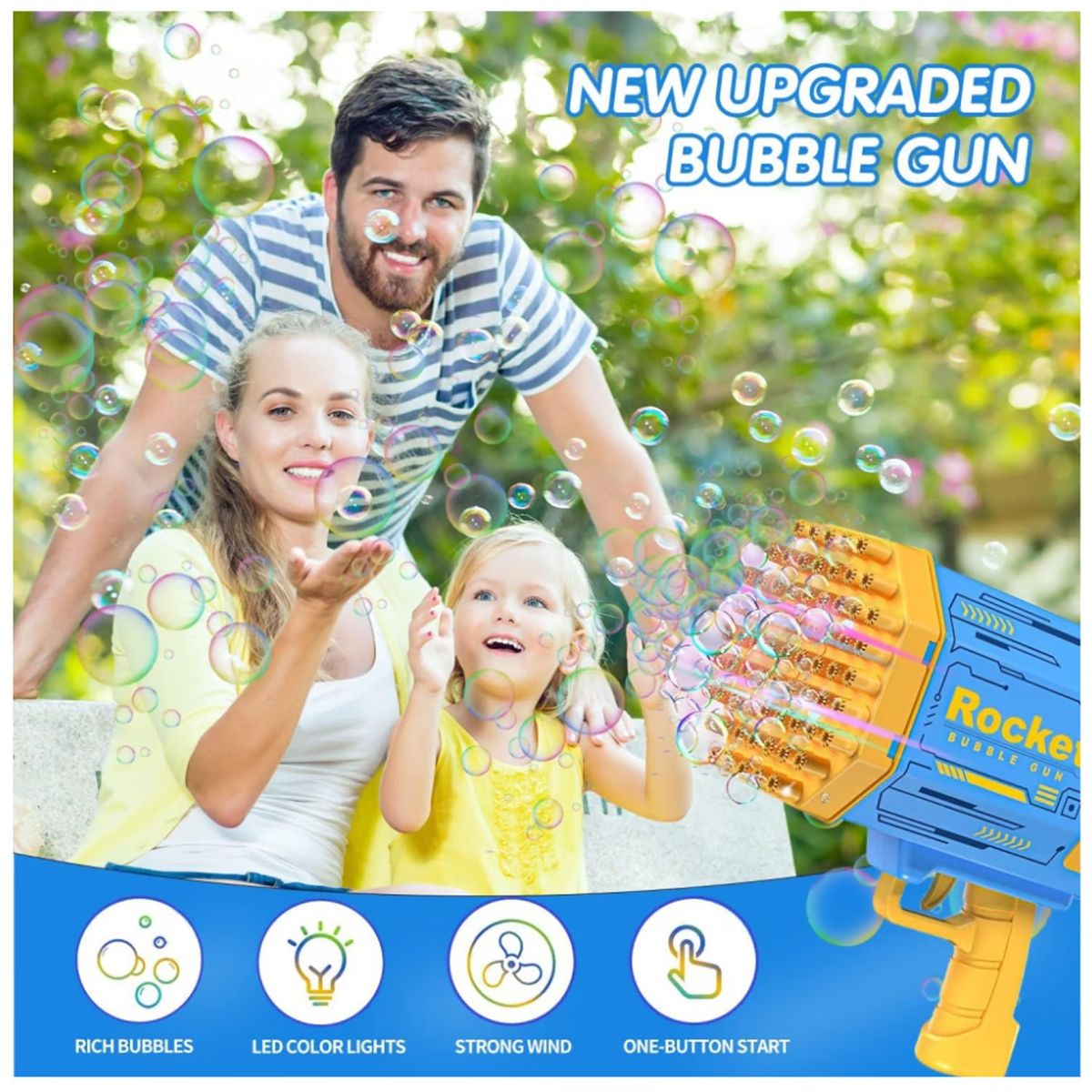 ONE PIXEL - Pistola De Burbujas Con Jabón Bazuca Eléctrica Luces Led 69h