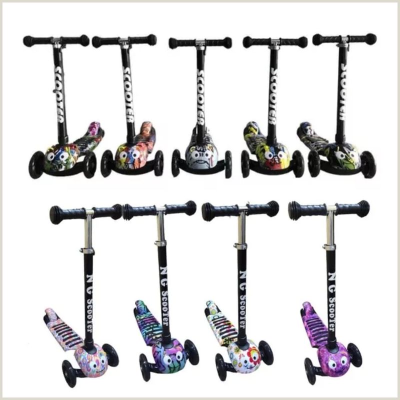 GENERICO - Patineta Scooter Tipo Gusano Plegable Luces Led Diseño Niño