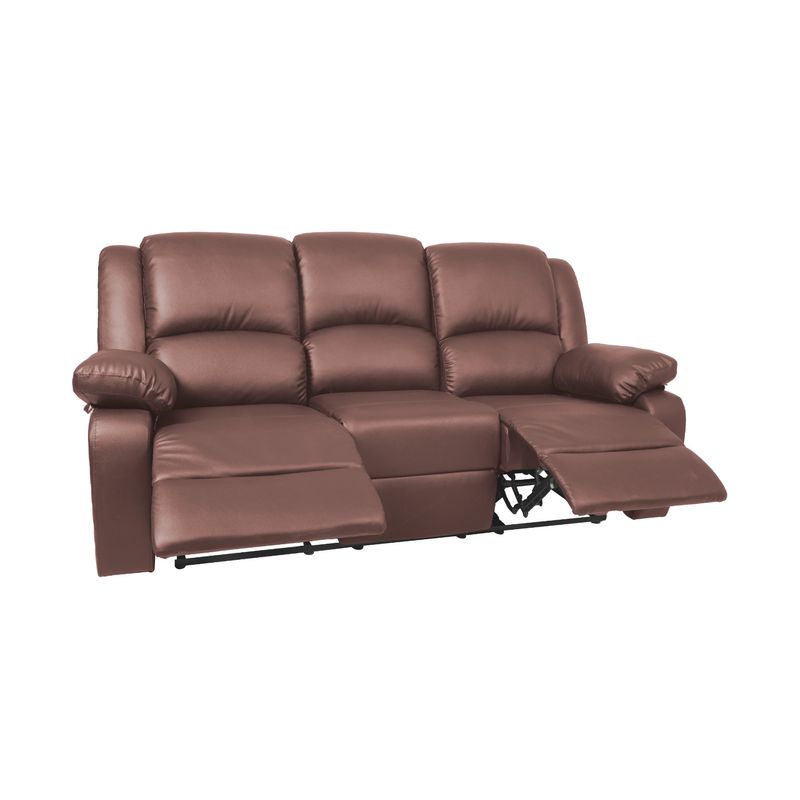 MUEBLES FIOTTI - Sofa Reclinable 3 puestos Cafe Fiotti Ecocuero Webb