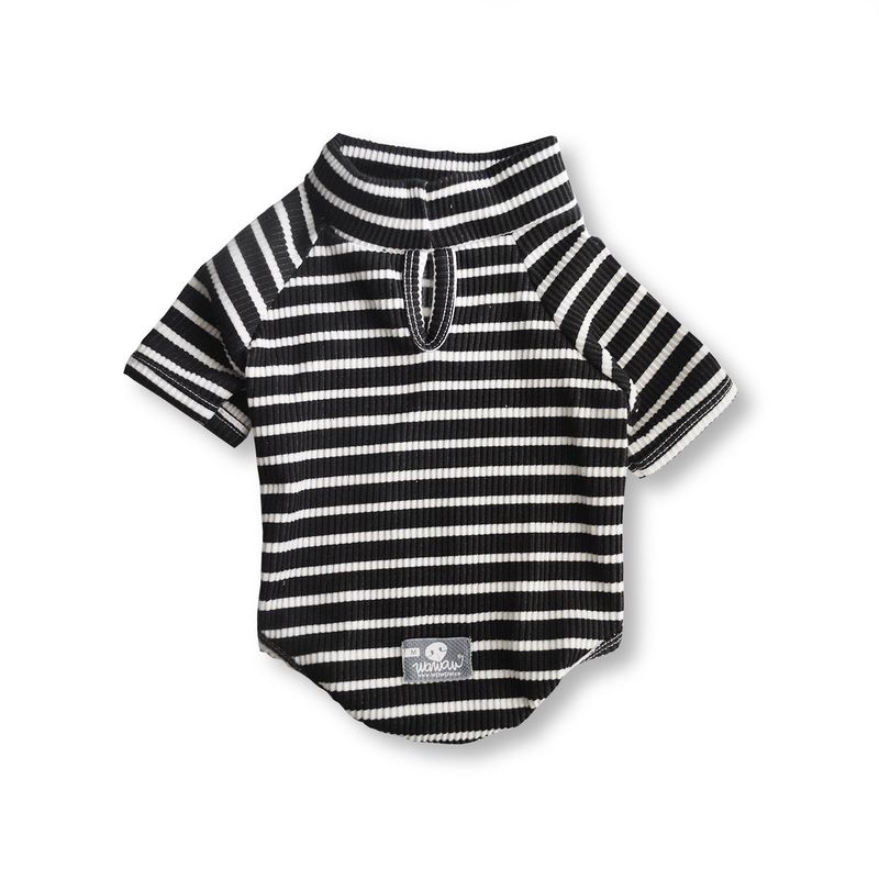 WAWAW - Saco para perro talla L cuello nerú rayas negro y blanco