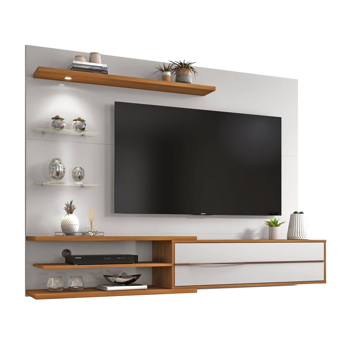 MULTIMUEBLES - PANEL 1115 PARA TV 60 NOGAL BLANCO