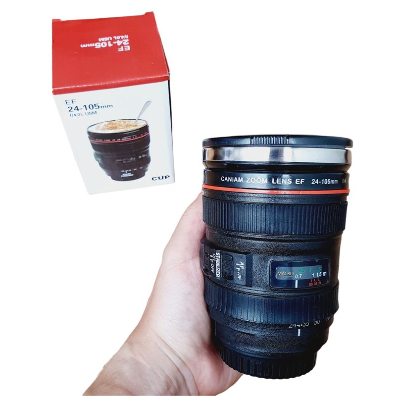 GENERICO - Termo Lente Camara Fotografica Tapa Normal Cafe Calienta