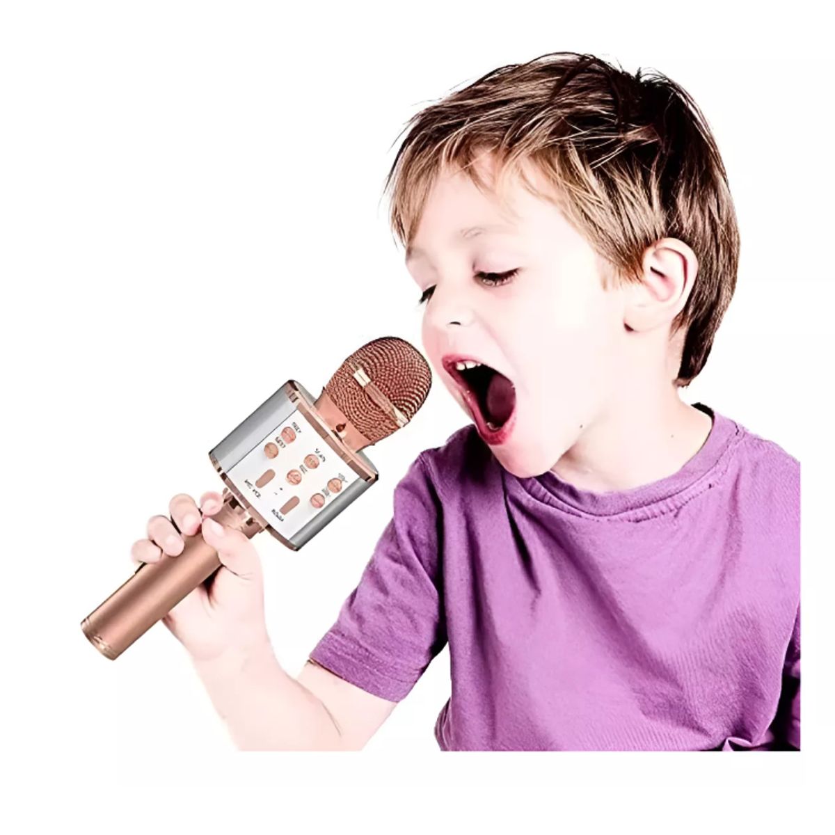INFANTILES CAJUROMIX - Micrófono Inalámbrico ORO ROSA Karaoke Ws-858 Bluetooth