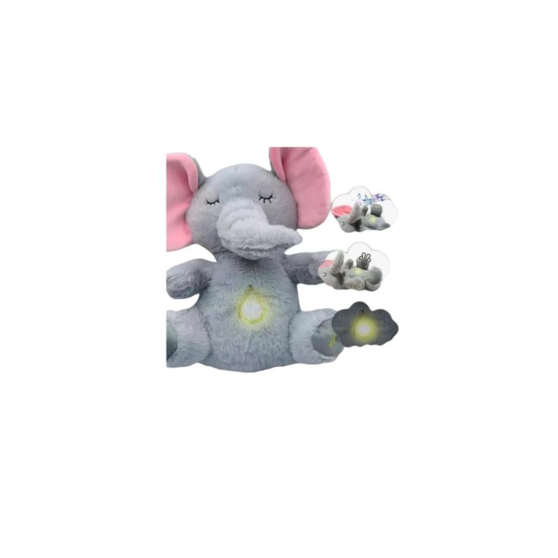 INFANTILES CAJUROMIX - Peluche Elefante Gris Que Respira Con Luz Y Sonido