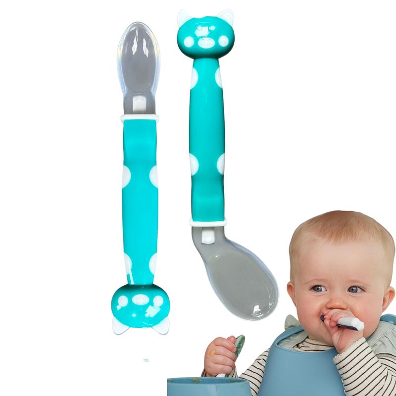 GENERICO - Cuchara Entrenadora De Silicona Para Bebe Juego de 2 UND