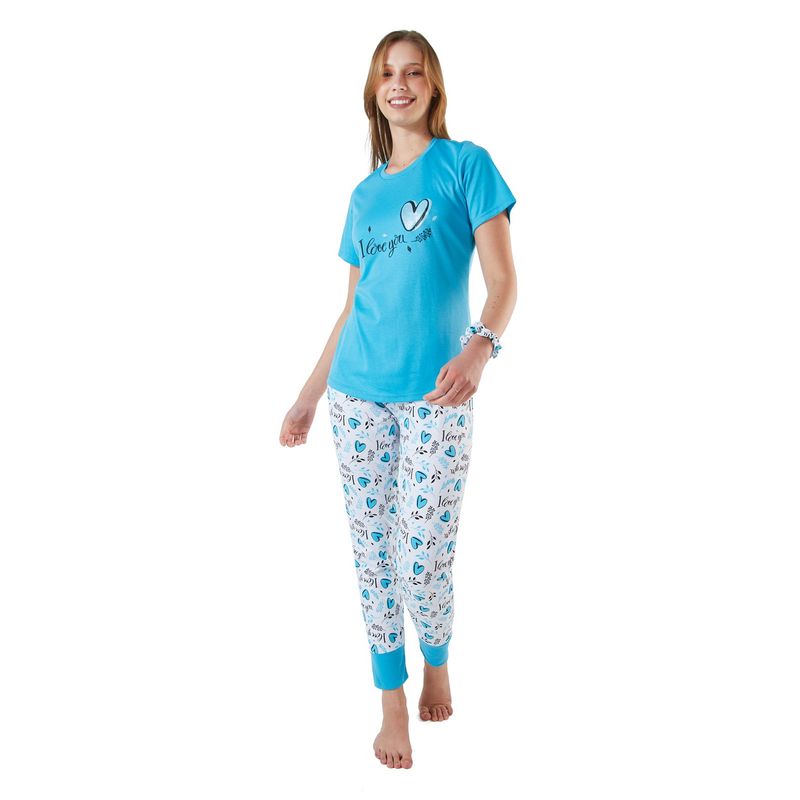 SANTANA - Pijama Mujer Hanna Turquesa