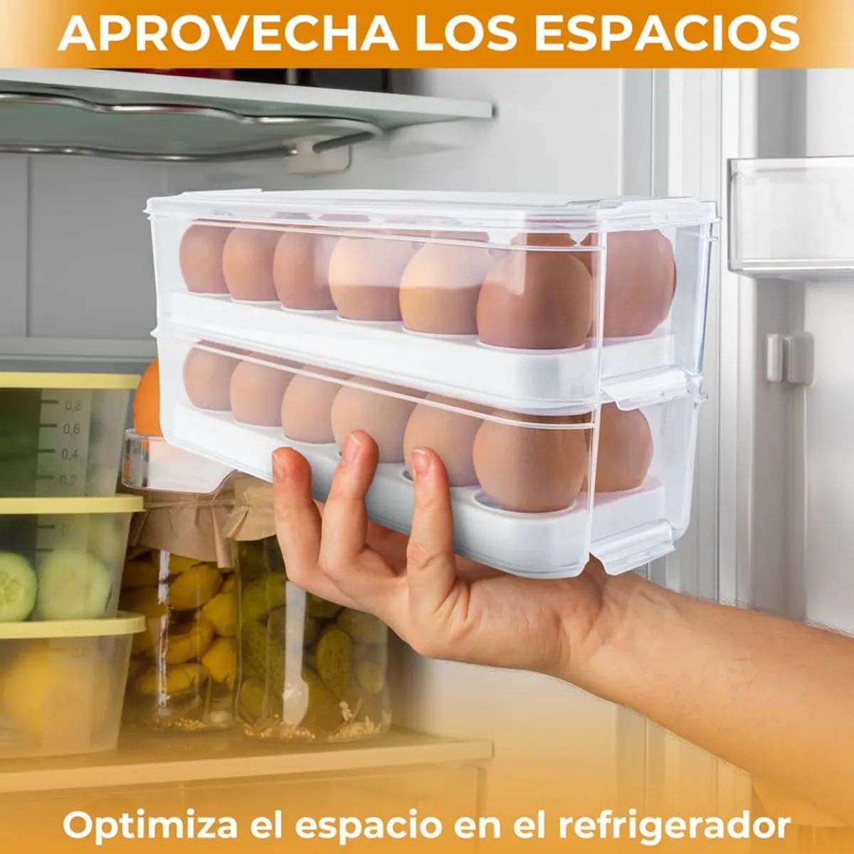 CHEF MASTER - Set x2 Organizador de Huevos Apilables Almacenamiento Seguro