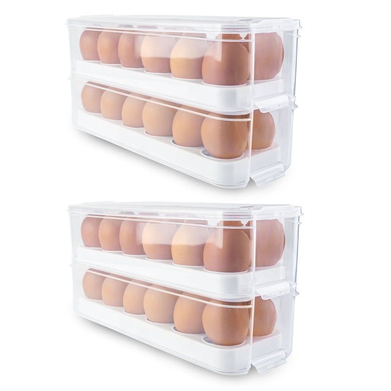 CHEF MASTER - Set x4 Organizador de Huevos Apilables Almacenamiento Seguro