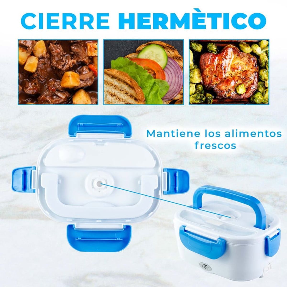 CHEF MASTER - Lonchera Eléctrica Calentador Comida Porta Comida Portátil Azul
