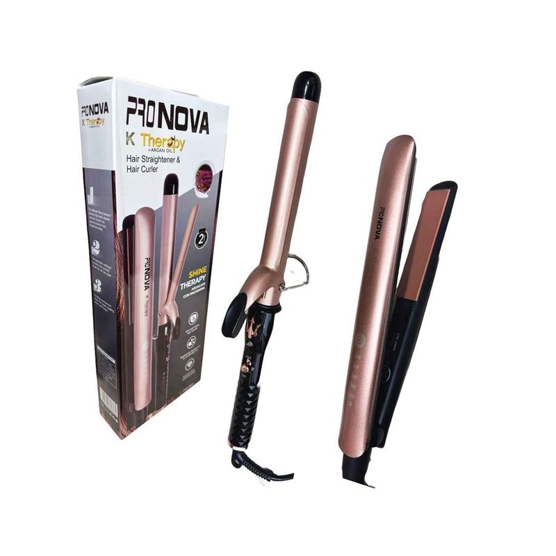 NOVA - Combo Para Cabello Plancha Con Pinza Rizadora ProNova 2603