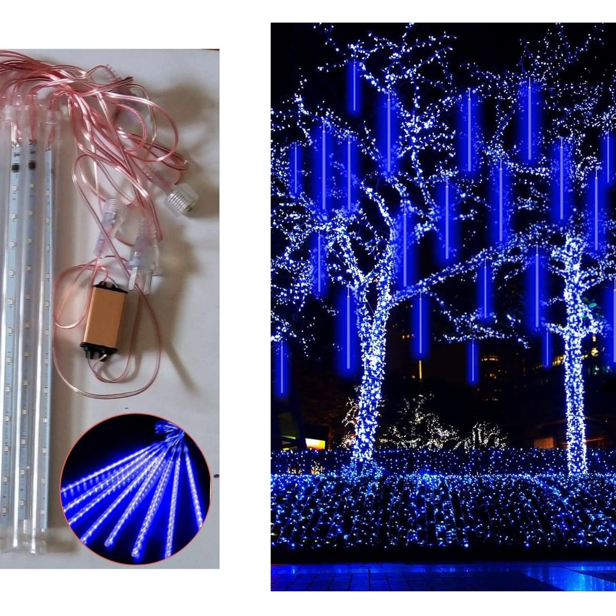 GENERICO - luces led lluvia de meteoro decoracion navideña azul calido tubo 30cm