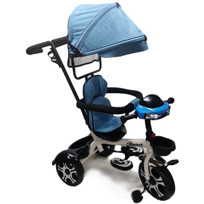 GENERICO - Triciclo con guía bebe Niña musical luces paseador AZUL