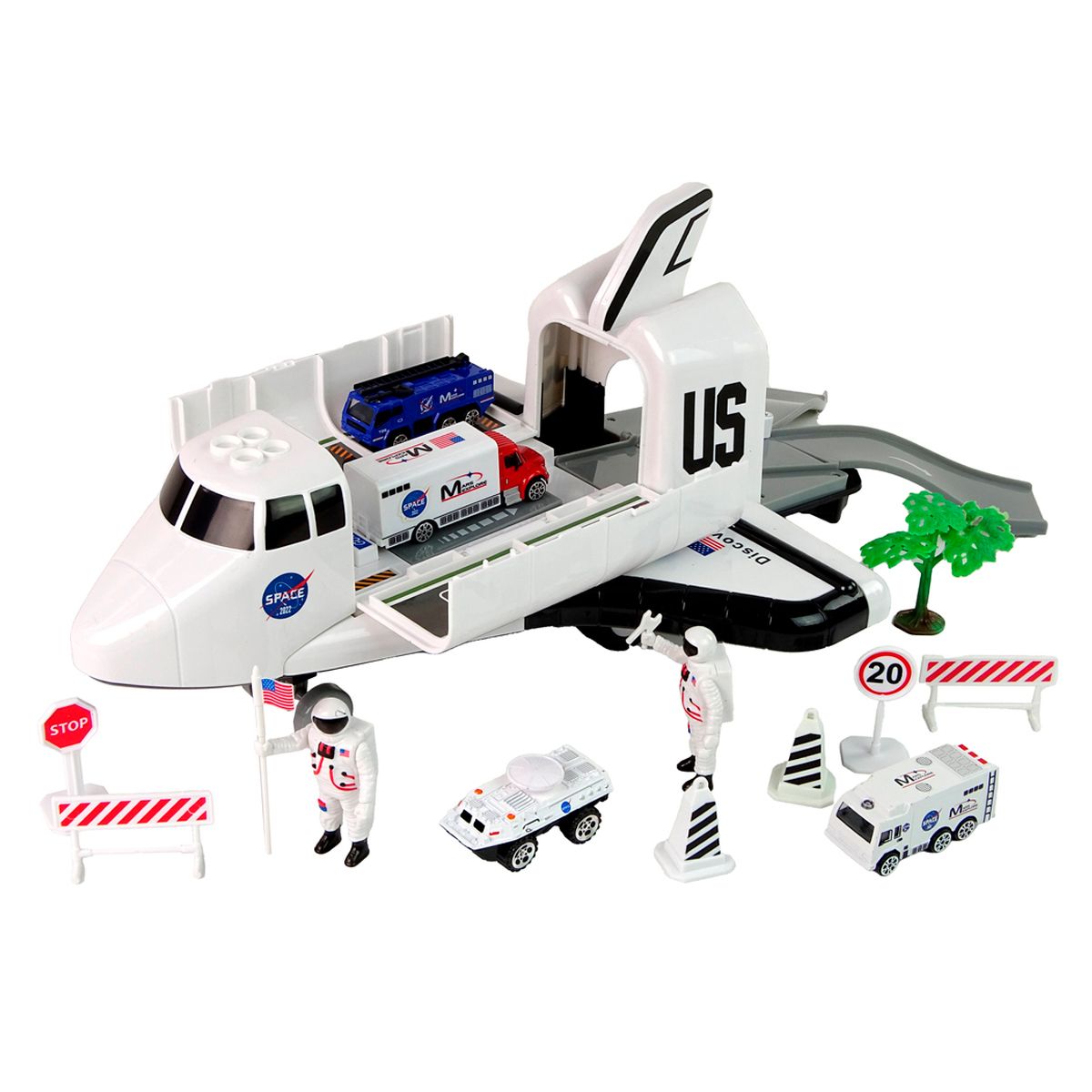 GENERICO - Set Grande Cohete Nave Espacial + Carros Metálicos Muñecos