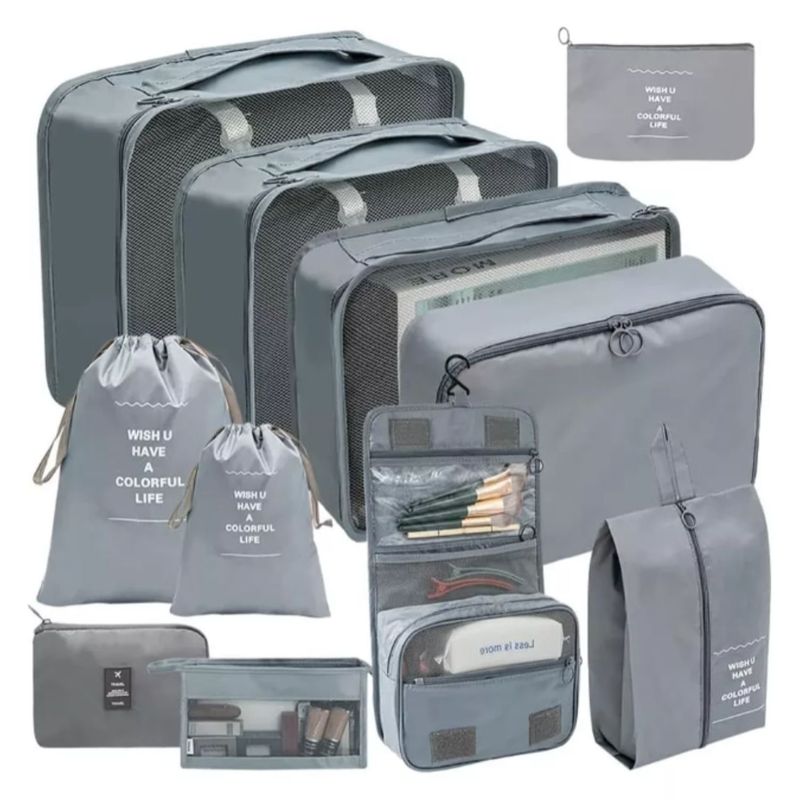 ONE PIXEL - Set 11 Organizador de Viaje para Maletas Bolsas para Ropa Gris