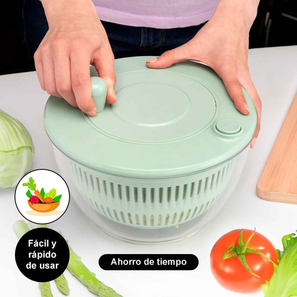 CHEF MASTER - Centrífugador de Verduras 3en1 Escurridor Secador ensalada
