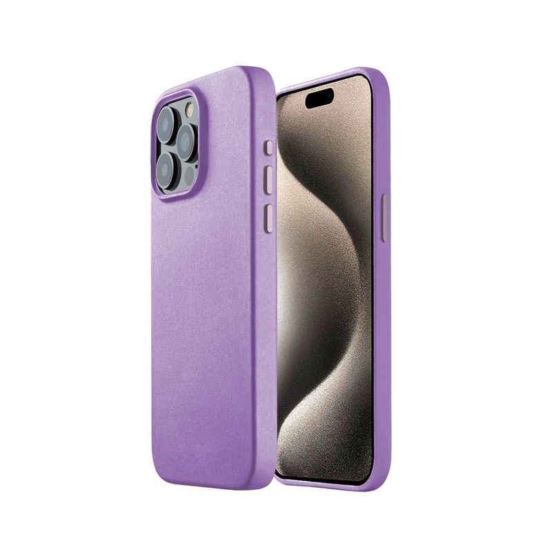 GENERICO - Estuche Leather Case Magsfe Compatible con iPhone 15 Pro Lila