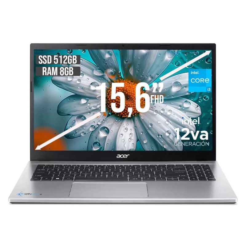 ACER - Portatil Acer A315-59-37q9  Core I3 1215u - 8gb/ 512gb Ssd -15,6" Fhd Plateado linux.---_.