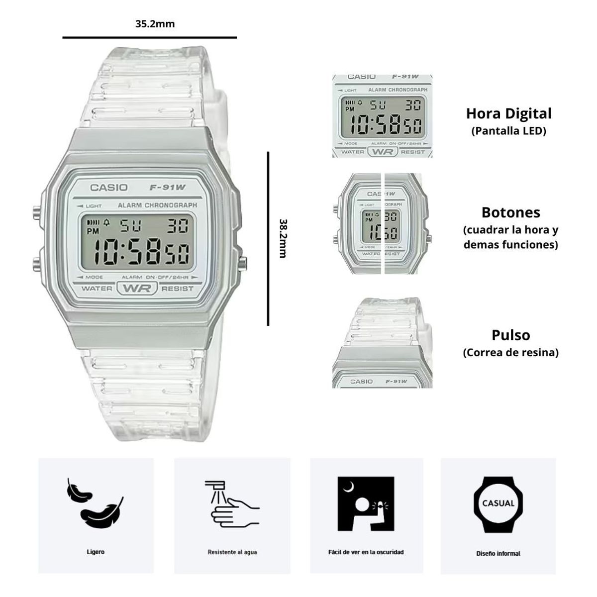 CASIO - Reloj Casio Referencia F-91WS-7DF Diseño Casual