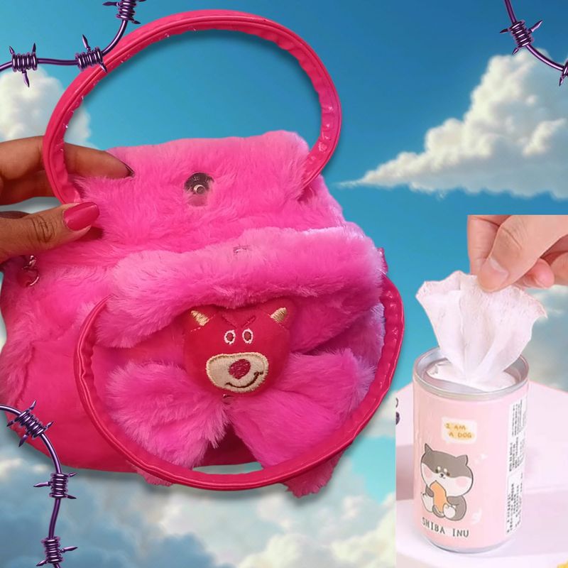 UNIVERSAL - Cartera de Lotso con Cierre Seguro y Correa de Cuero+ Lata de pañitos