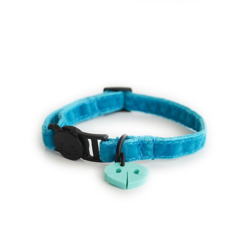 WAWAW - Collar para gato U Terciopelo Turquesa
