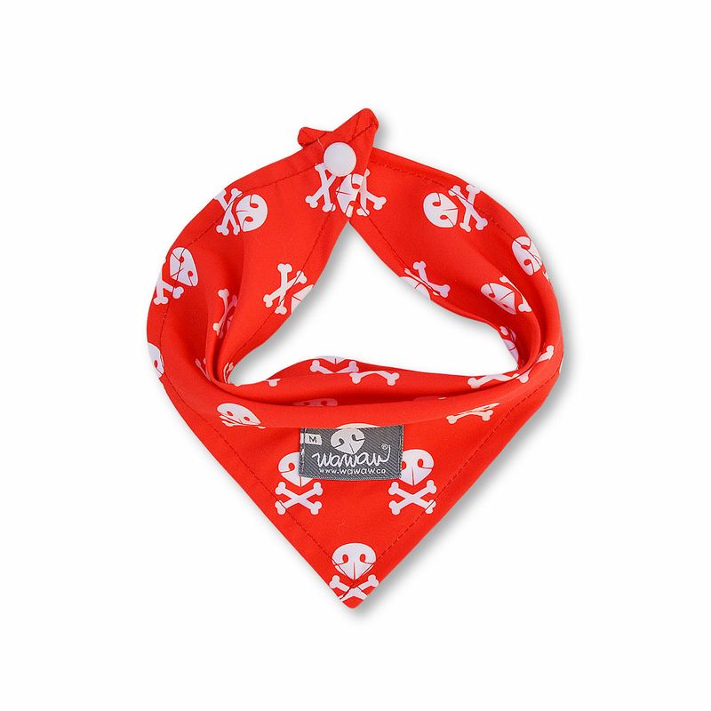 WAWAW - Pañoleta para perro talla S Sub Rojo Calaveras Blancas