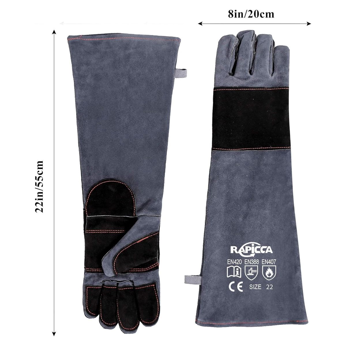 GENERICO - Guantes Para Manejo De Fauna Kevlar Reforzado De Cuero T-22