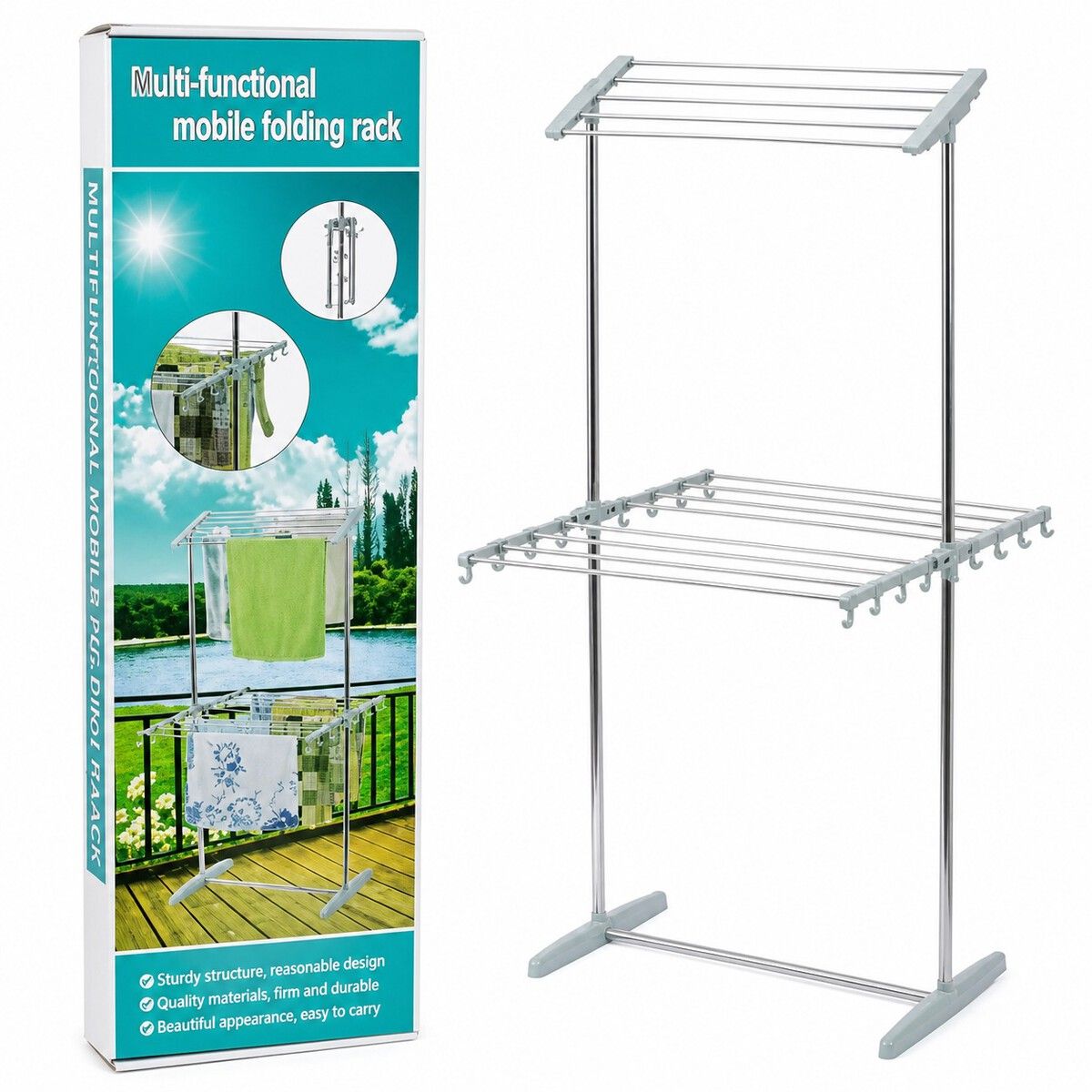 GENERICO - Soporte Para Tender Ropa Portable Mobile Folding Racks