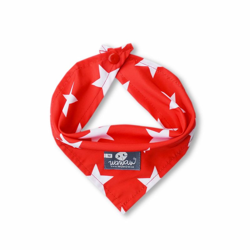 WAWAW - Pañoleta para perro talla S Sub Rojo Estrellas Blancas