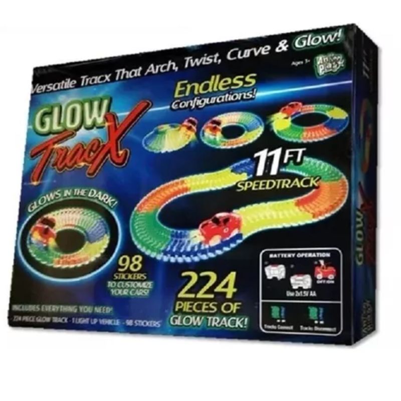 ANASAC - Pista De Carros Moldeable Glow Track Cars Anker Play 224pzas