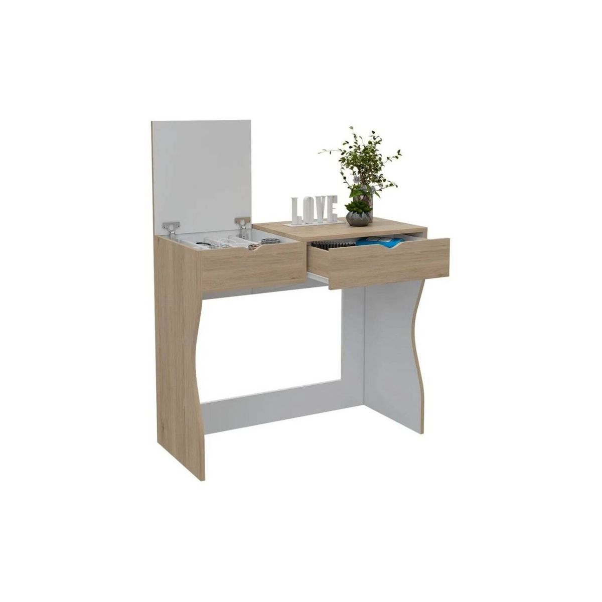 RTA DESIGN - Mueble tocador perla beige y blanco
