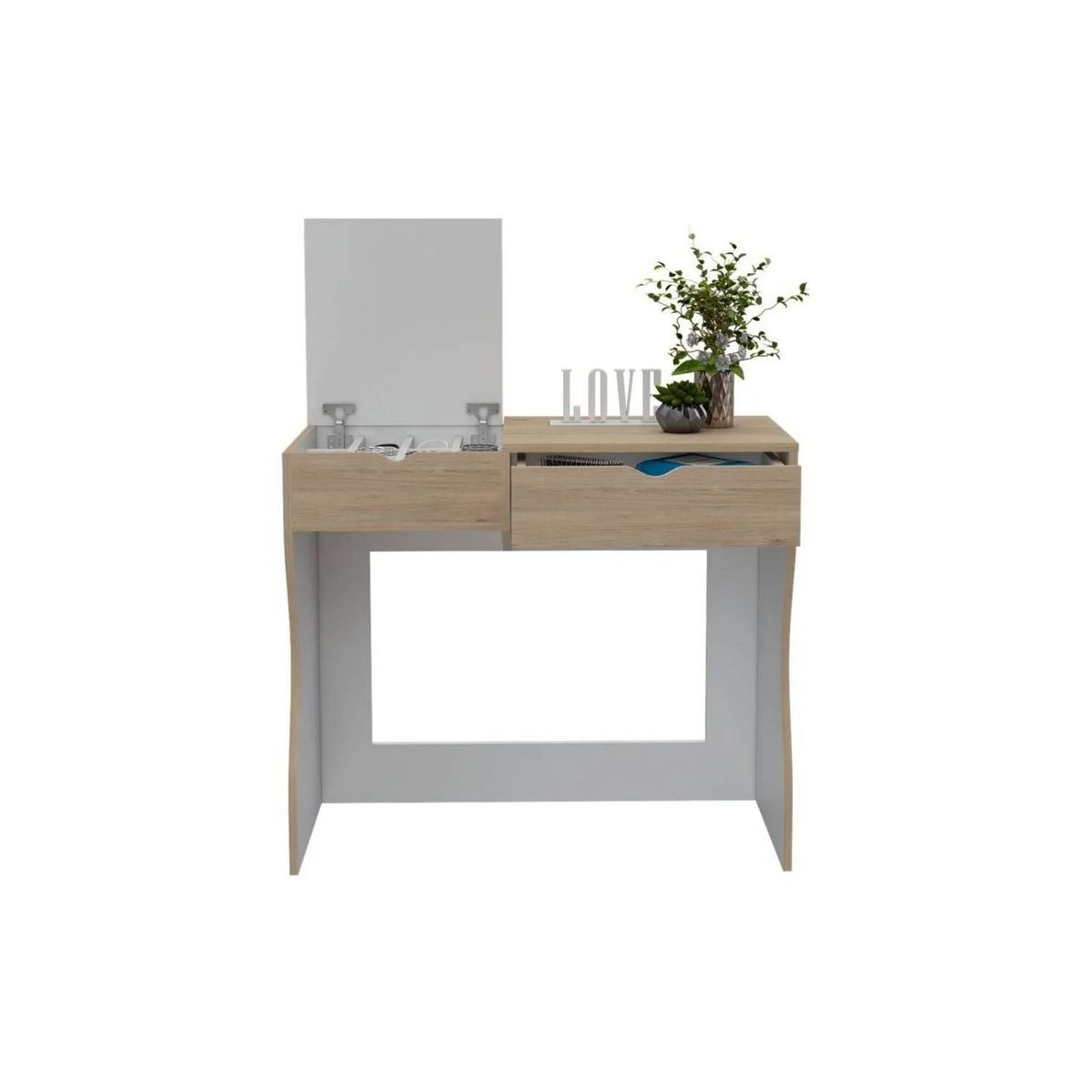 RTA DESIGN - Mueble tocador perla beige y blanco