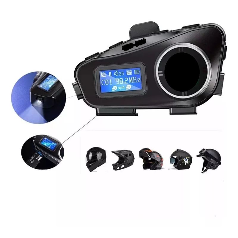 GENERICO - Intercomunicador Con Pantalla Bluetooth Casco Moto Fm 25hr