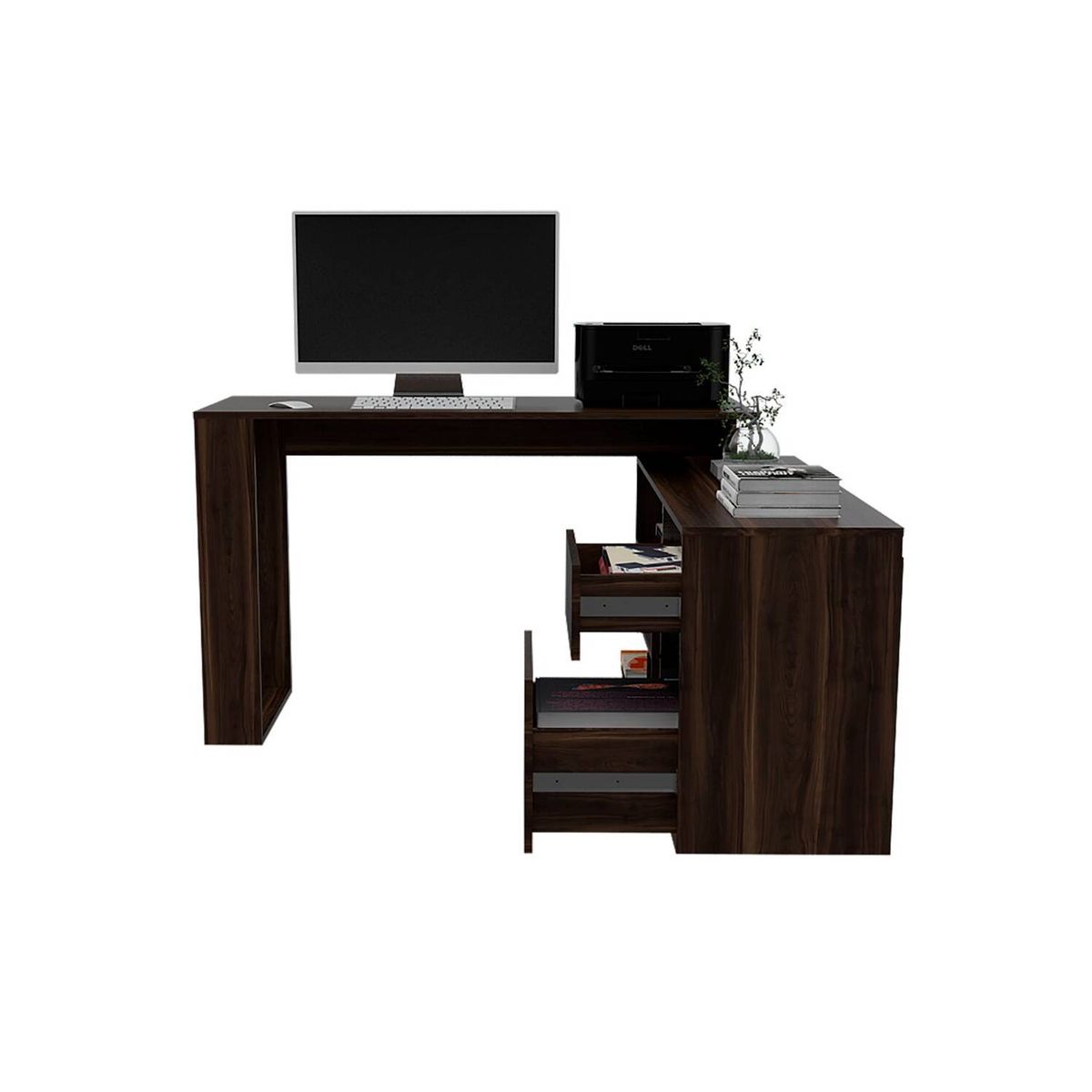 RTA DESIGN - Escritorio en l alteza caoba con dos cajones