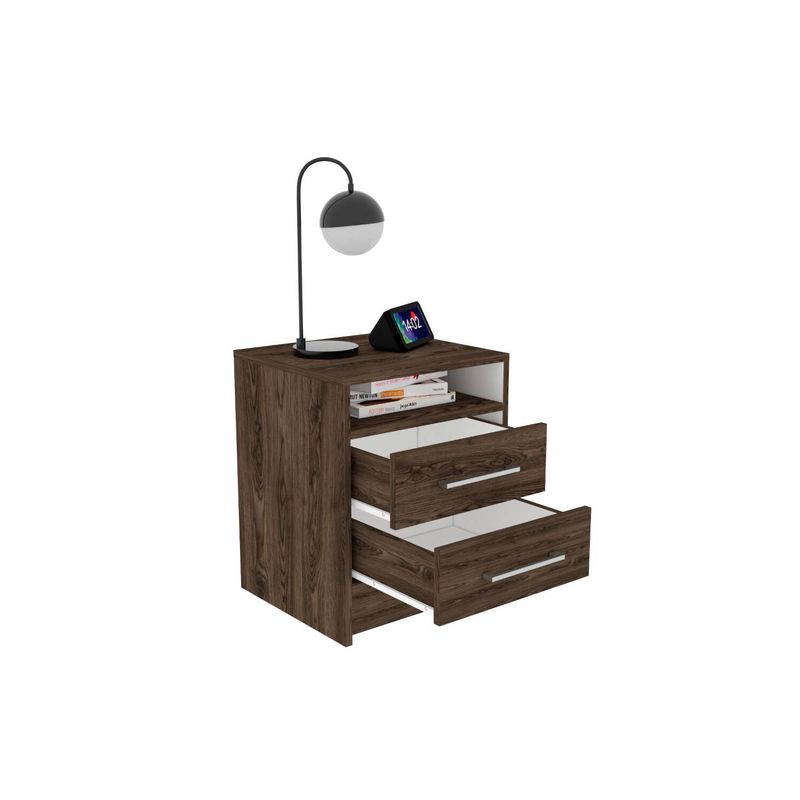 RTA DESIGN - Mesa de noche douglas chocolate con dos cajones