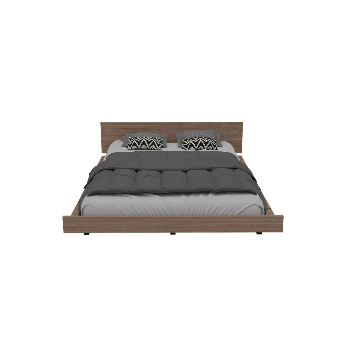 RTA DESIGN - Cama doble wesley miel y blanco con patas metáli