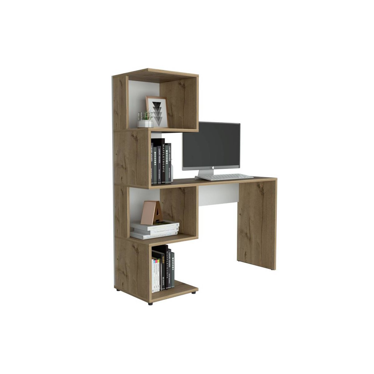 RTA DESIGN - Escritorio mexico café claro con tres entrepaños