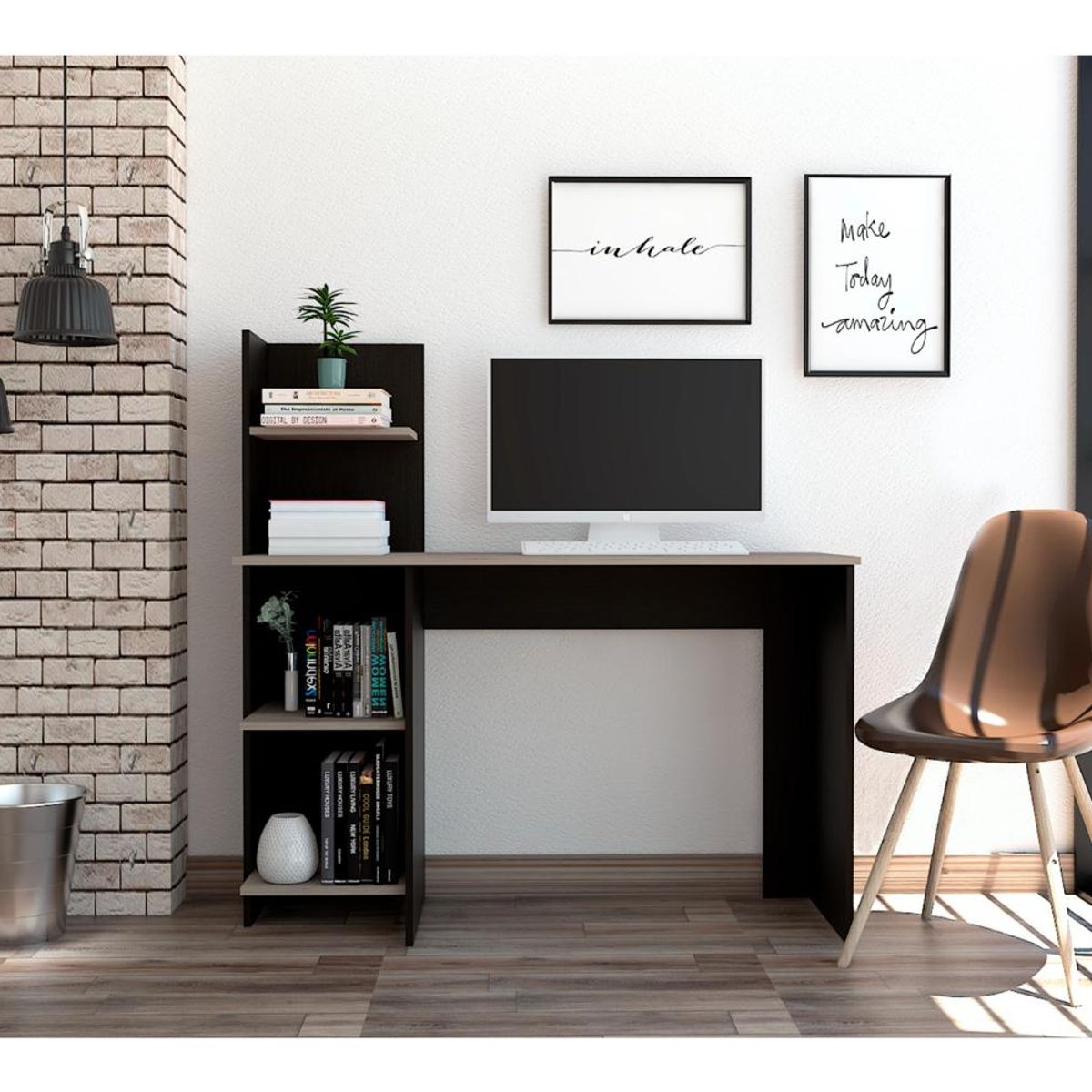 RTA DESIGN - Escritorio Vilna wengue y humo con un cajón