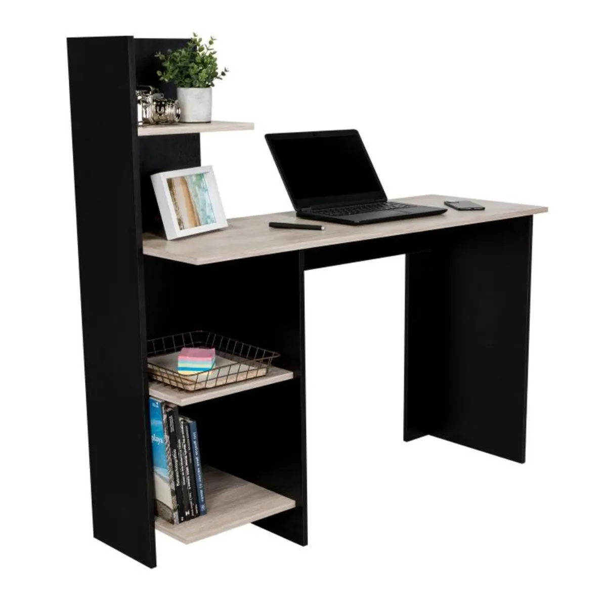 RTA DESIGN - Escritorio Vilna wengue y humo con un cajón