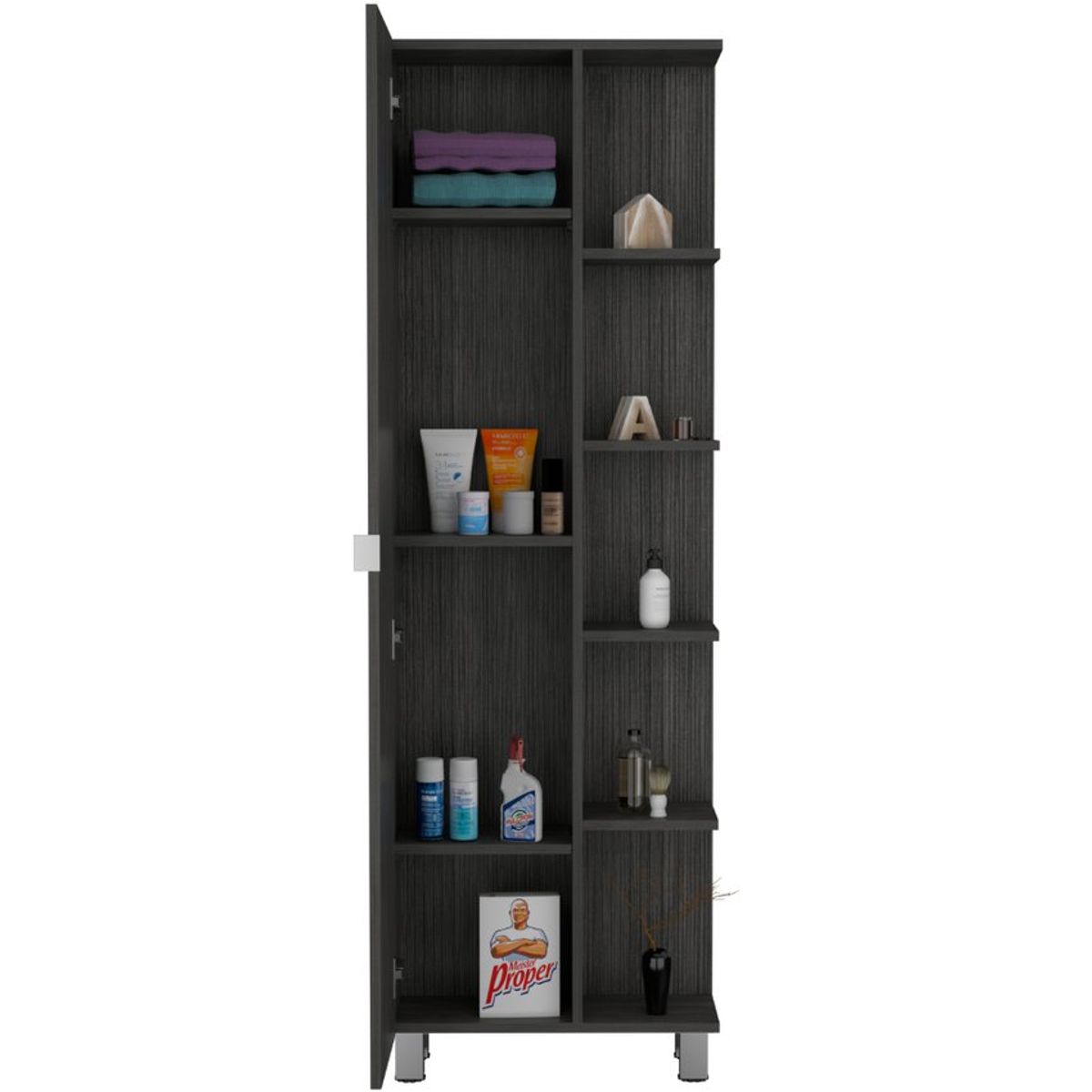 RTA MUEBLES - Mueble esquinero arán gris con variedad de entrepaños