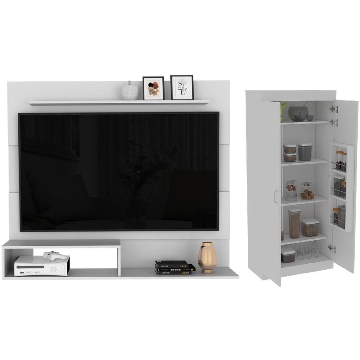 RTA MUEBLES - Combo multifuncional cosmopolitan incluye panel de tv y alacena_.
