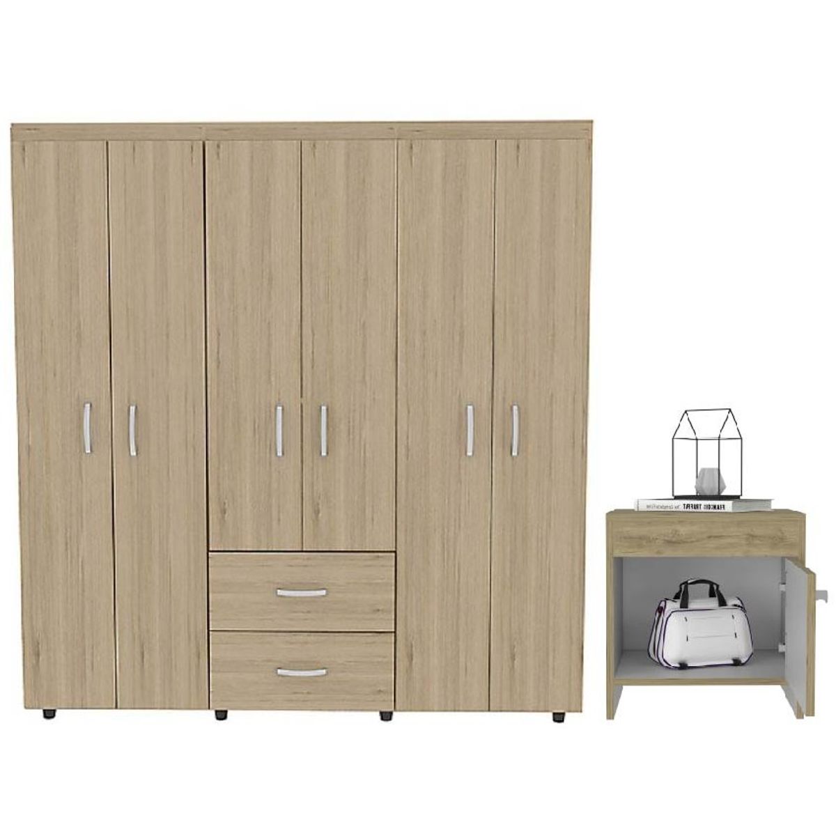 RTA MUEBLES - Combo para habitación hybrida incluye closet y mesa de noche_.